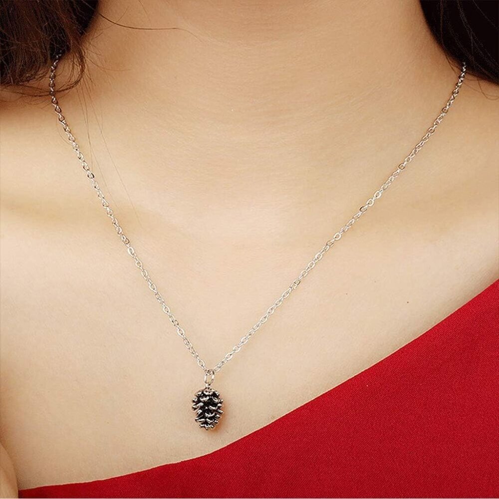 Metal Pine Nuts Necklace Charm Retro Pinecone Nut Plant Specimen Pendants Neckla - Picture 2 of 4